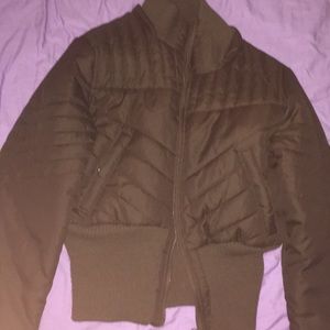Brown Puffer Jacket with Zipper